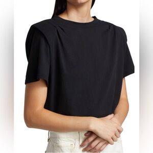 Frame Padded Shoulder T-Shirt in Black